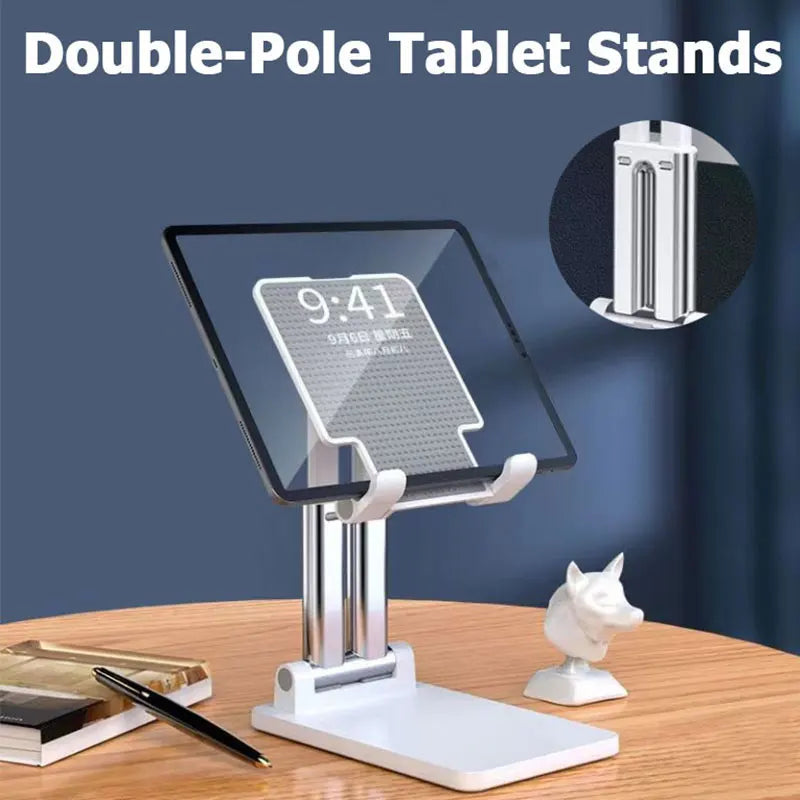 Foldable Double-Pole Tablet Stand Mini Single-Pole Mobile Phone Holder Adjustable Angle And Height for Desk Office Portable